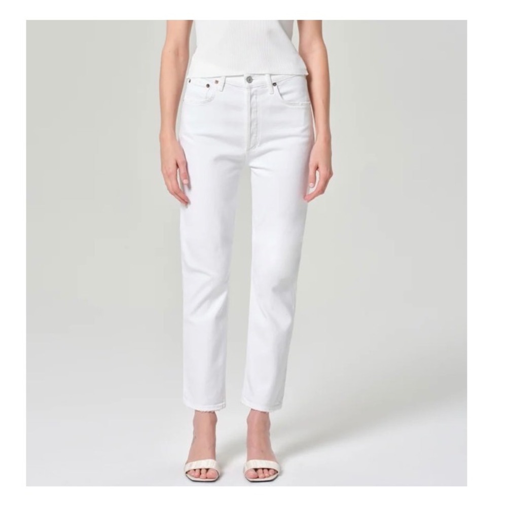 AGOLDE Riley Crop High Rise Straight Jeans White Size 28 Quiet Luxury Clean Girl